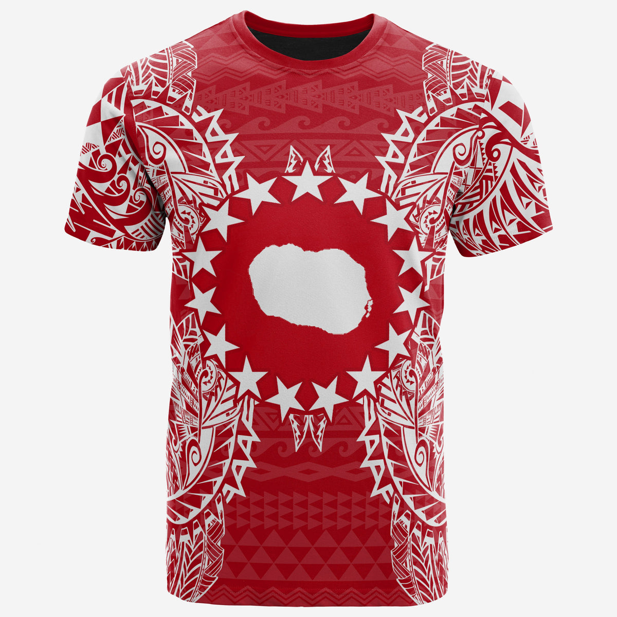 Cook Islands Polynesian T Shirt Cook Islands Flag Map Polynesian Tattoo Red White Unisex Red - Polynesian Pride