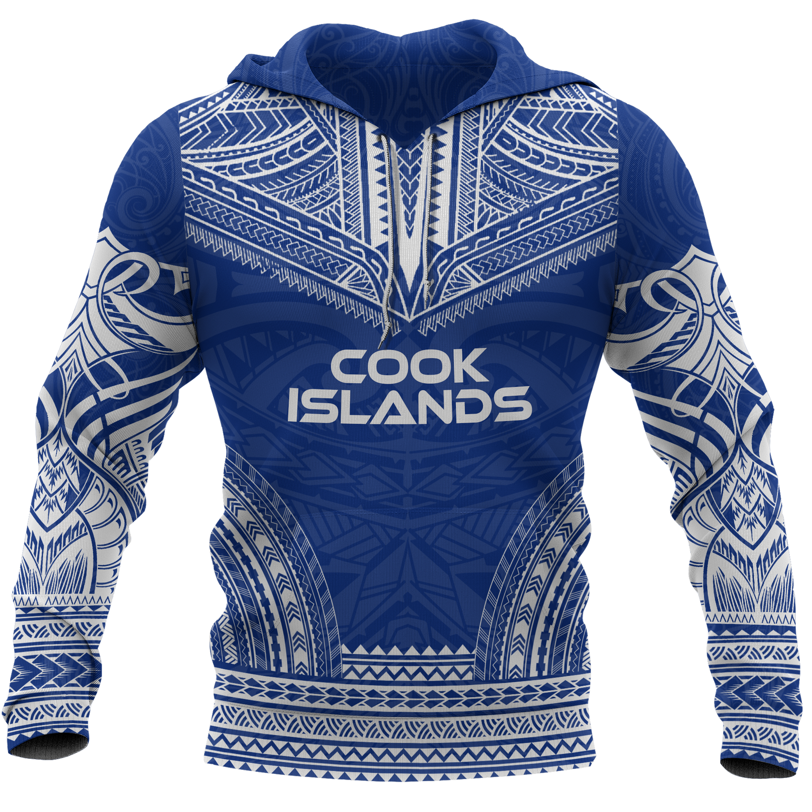Cook Islands Polynesian Chief Hoodie Unisex Blue - Polynesian Pride