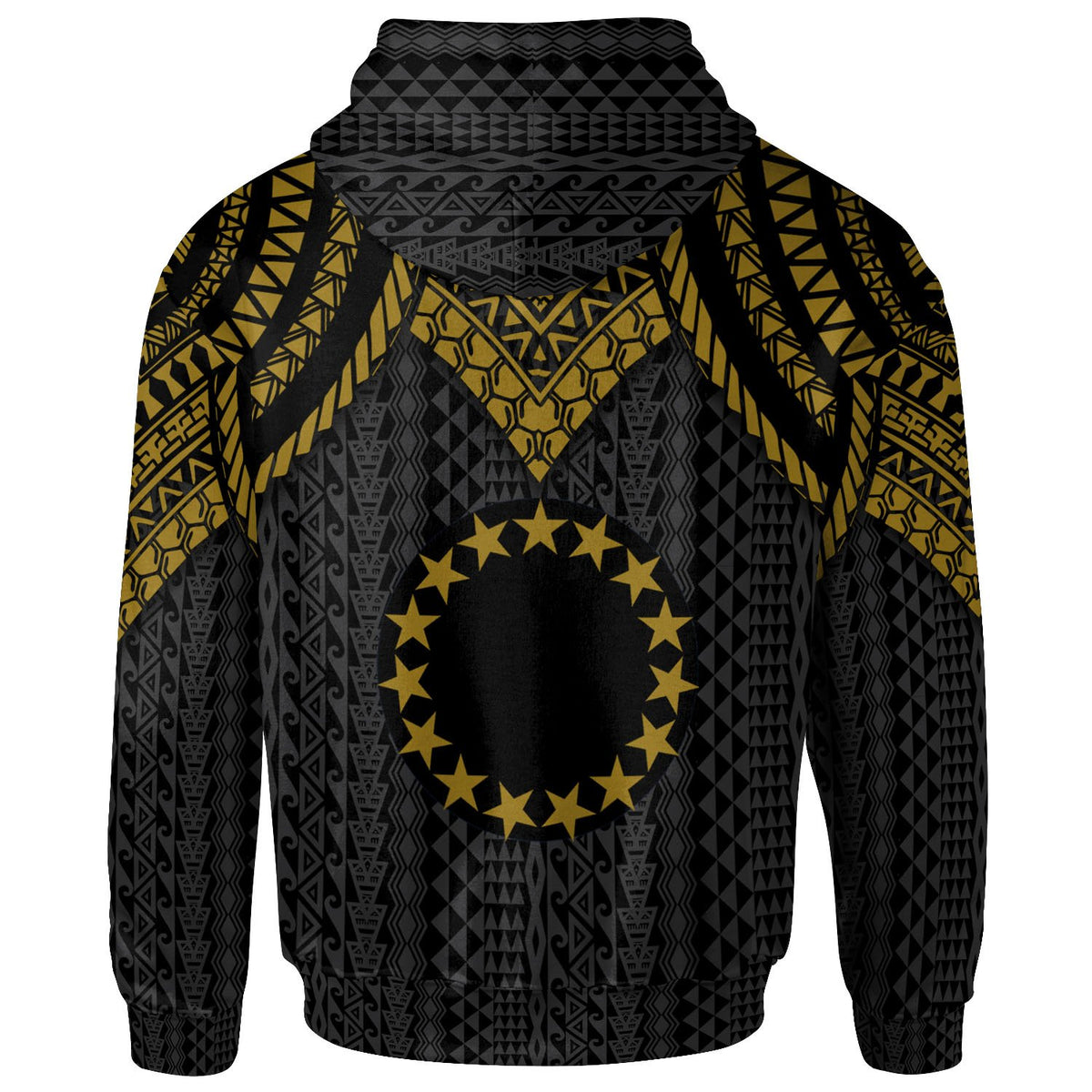 Cook islands Custom Zip up Hoodie Polynesian Armor Style Gold - Polynesian Pride