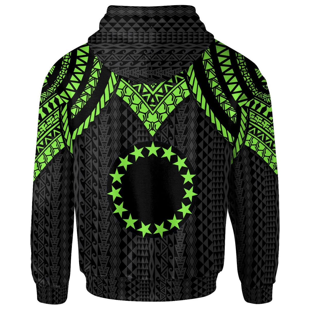 Cook islands Hoodie Polynesian Armor Style Green - Polynesian Pride