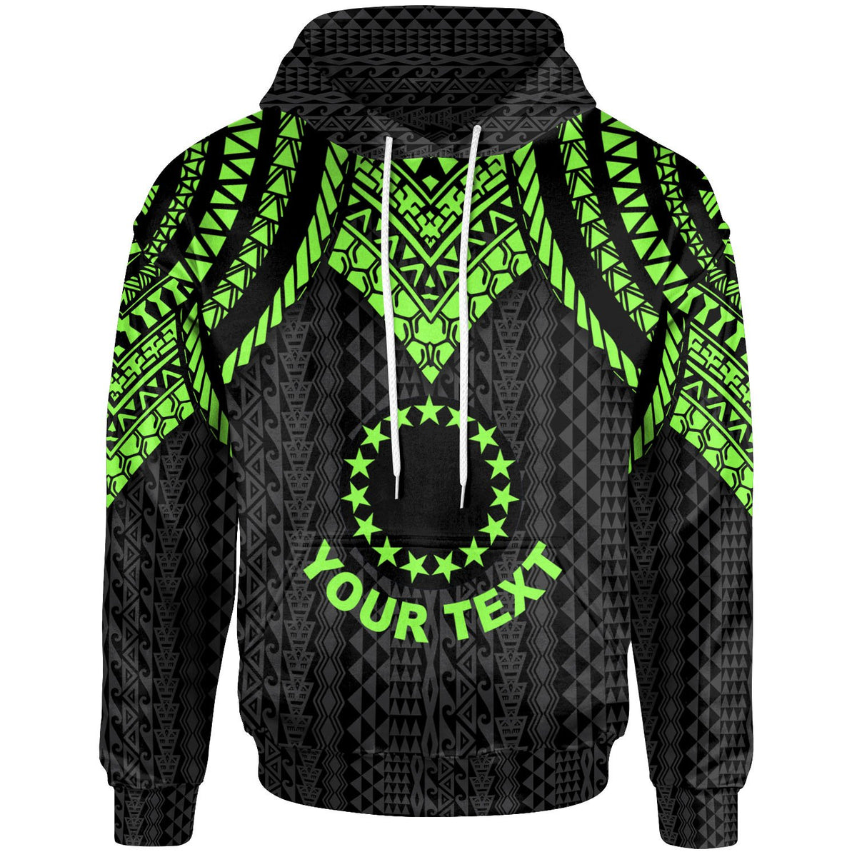 Cook islands Custom Zip up Hoodie Polynesian Armor Style Green Unisex Green - Polynesian Pride