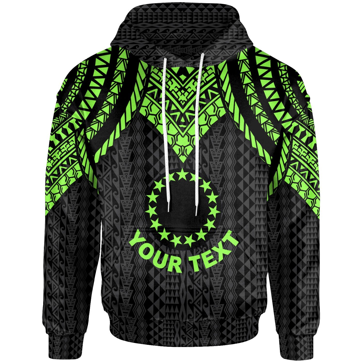 Cook islands Custom Zip up Hoodie Polynesian Armor Style Green Unisex Green - Polynesian Pride