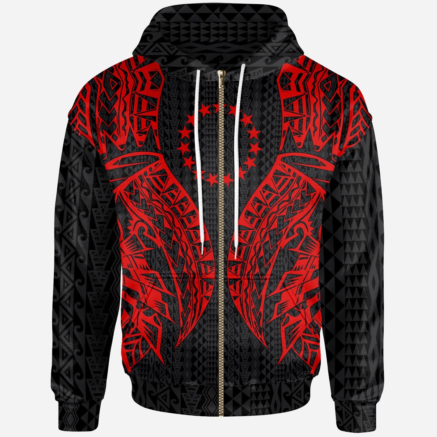 Cook Islands Zip up Hoodie Polynesian Lion Head Red Style Unisex Red - Polynesian Pride