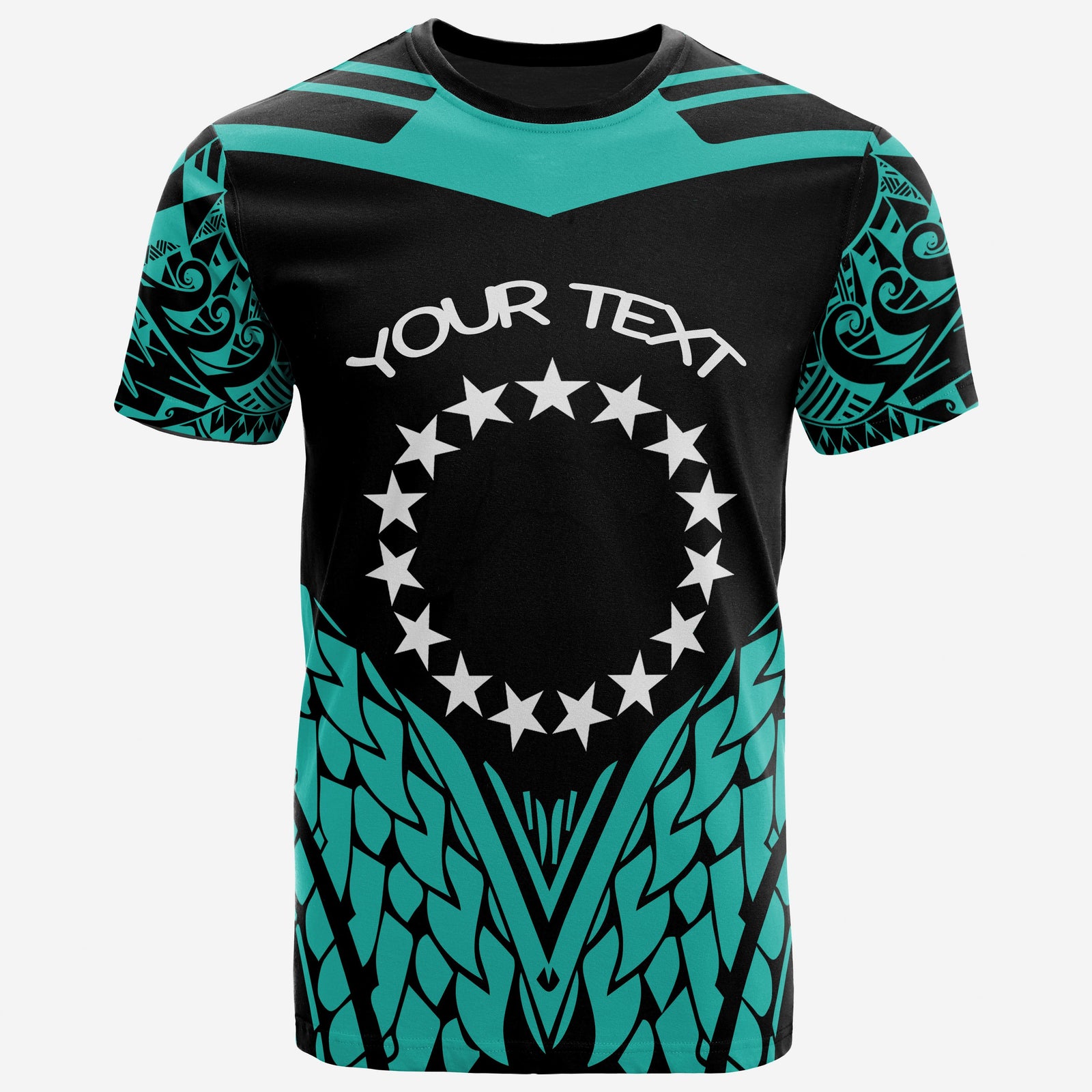 Cook Islands T Shirt Unique Eagle Feather Texture Black Blue Unisex Black Blue - Polynesian Pride