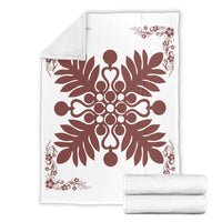 Hawaiian Quilt Maui Plant And Hibiscus Premium Blanket - Coral White - AH - Polynesian Pride