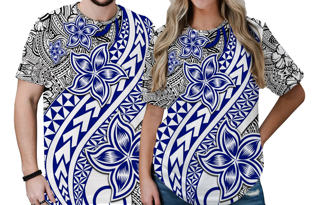 Traditional Polynesian Tribal Tattoo Retro Couple T Shirt Blue LT9 - Polynesian Pride