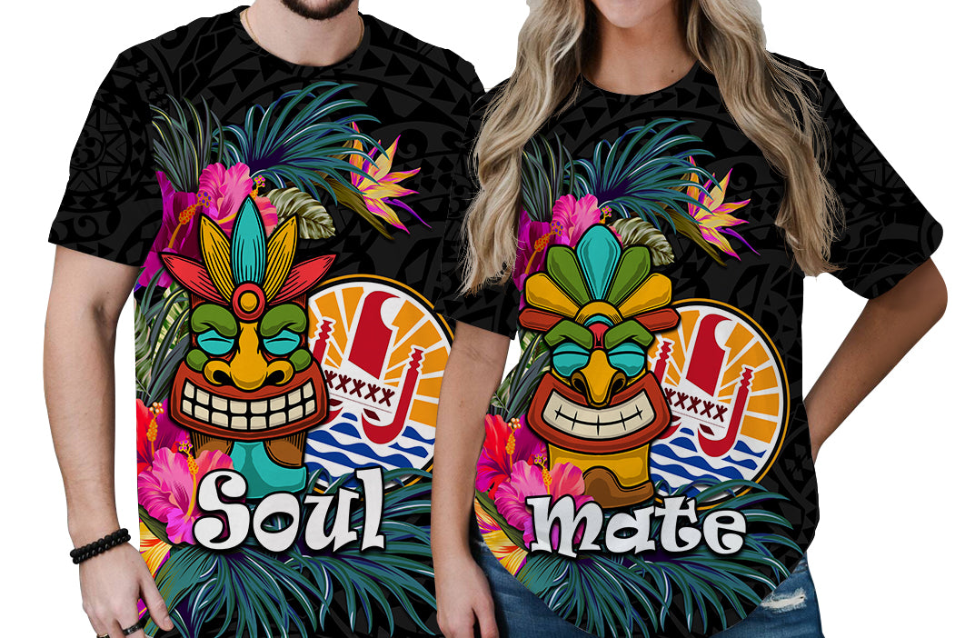 Tahiti Couple Tiki T Shirt Tropical Tribal Love Tahiti LT9 - Polynesian Pride