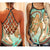 Hawaii Criss Cross Tank Top Polynesian Shark And Sea Turtle Dreamy Turquoise Artsy LT14 Female Turquoise - Polynesian Pride