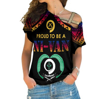 Vanuatu Proud To Be A Ni-Van - Polynesian Pattern Cross Shoulder Shirt - Torba Province LT7 Female Black - Polynesian Pride