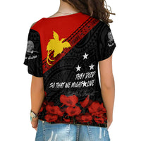 Papua New Guinea Cross Shoulder Shirt PNG Remembrance Day LT7 - Polynesian Pride