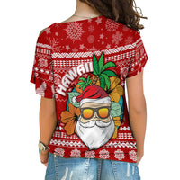 Hawaii Christmas Cross Shoulder Shirt Mele Kalikimaka - Tropical Santa LT7 - Polynesian Pride