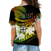Personalised Fiji Day Cross Shoulder Shirt Flying Fijians Masi Kesa Style - Reggae LT7 - Polynesian Pride