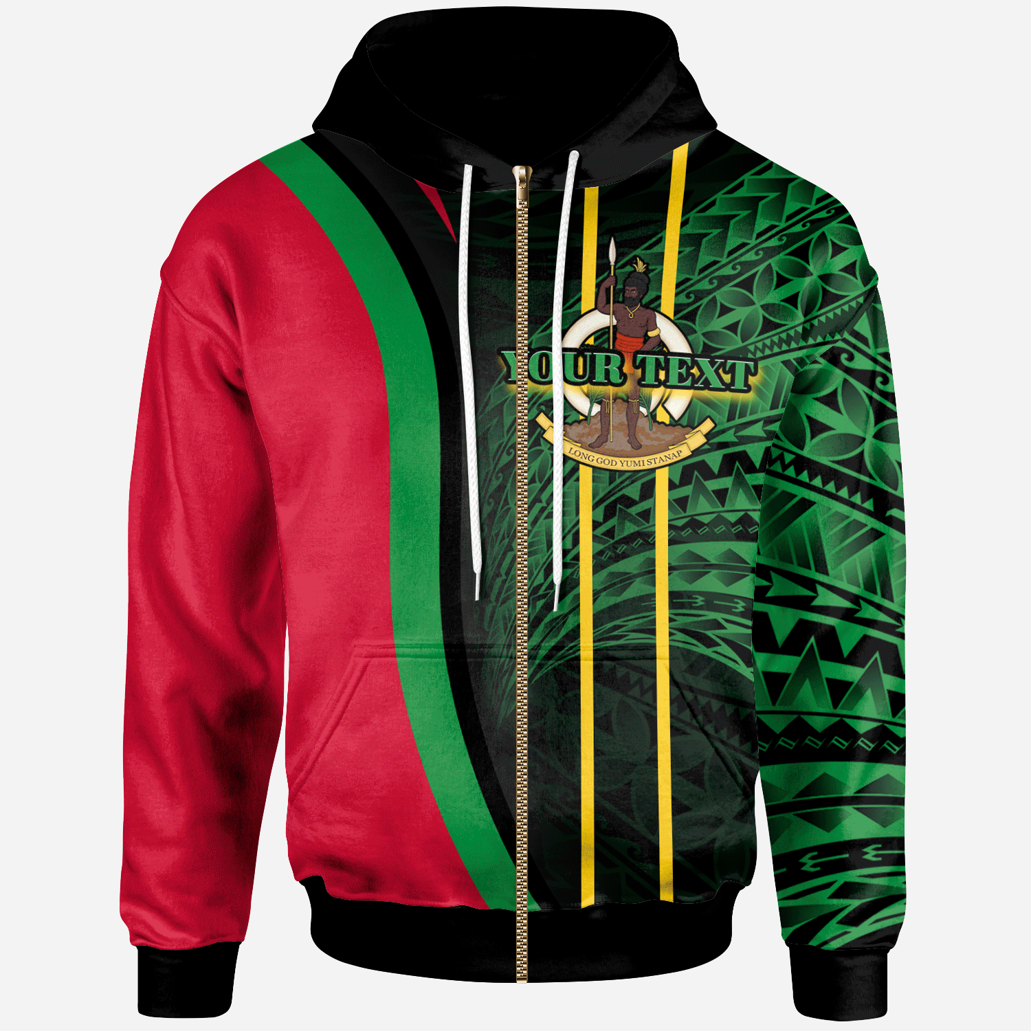 Vanuatu Zip Hoodie Custom Polynesian Wave Special Style Unisex Black - Polynesian Pride