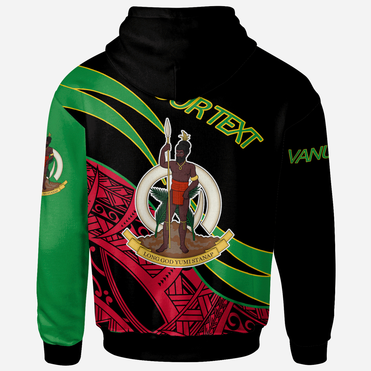 Vanuatu Zip Hoodie Custom Symmetrical Lines - Polynesian Pride