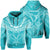 Hawaiian Kanaka Map Football Jersey Hoodie Cyan and White Roger Style Unisex Cyan - Polynesian Pride