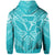 Hawaiian Kanaka Map Football Jersey Hoodie Cyan and White Roger Style - Polynesian Pride