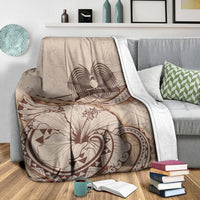 Papua New Guinea Premium Blanket - Hibiscus Flowers Vintage Style - Polynesian Pride
