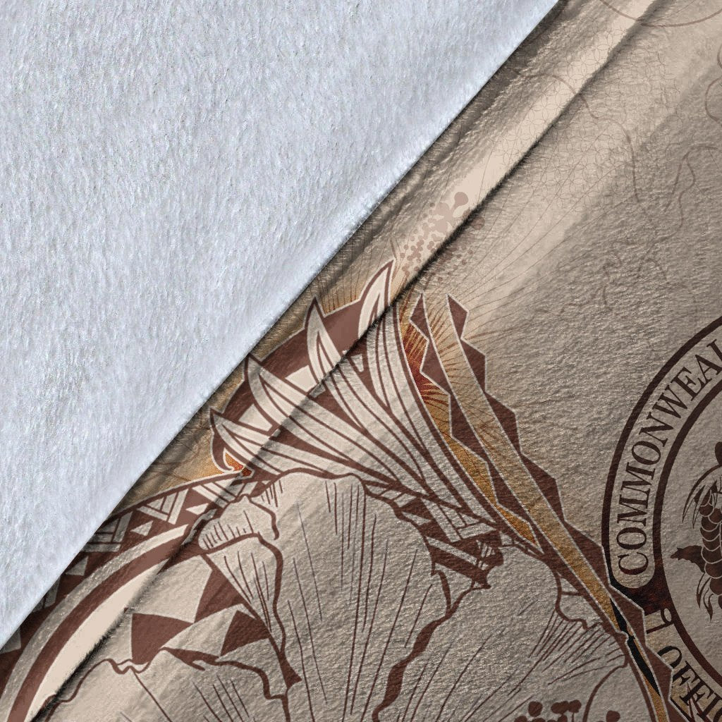 Northern Mariana Islands Premium Blanket - Hibiscus Flowers Vintage Style - Polynesian Pride