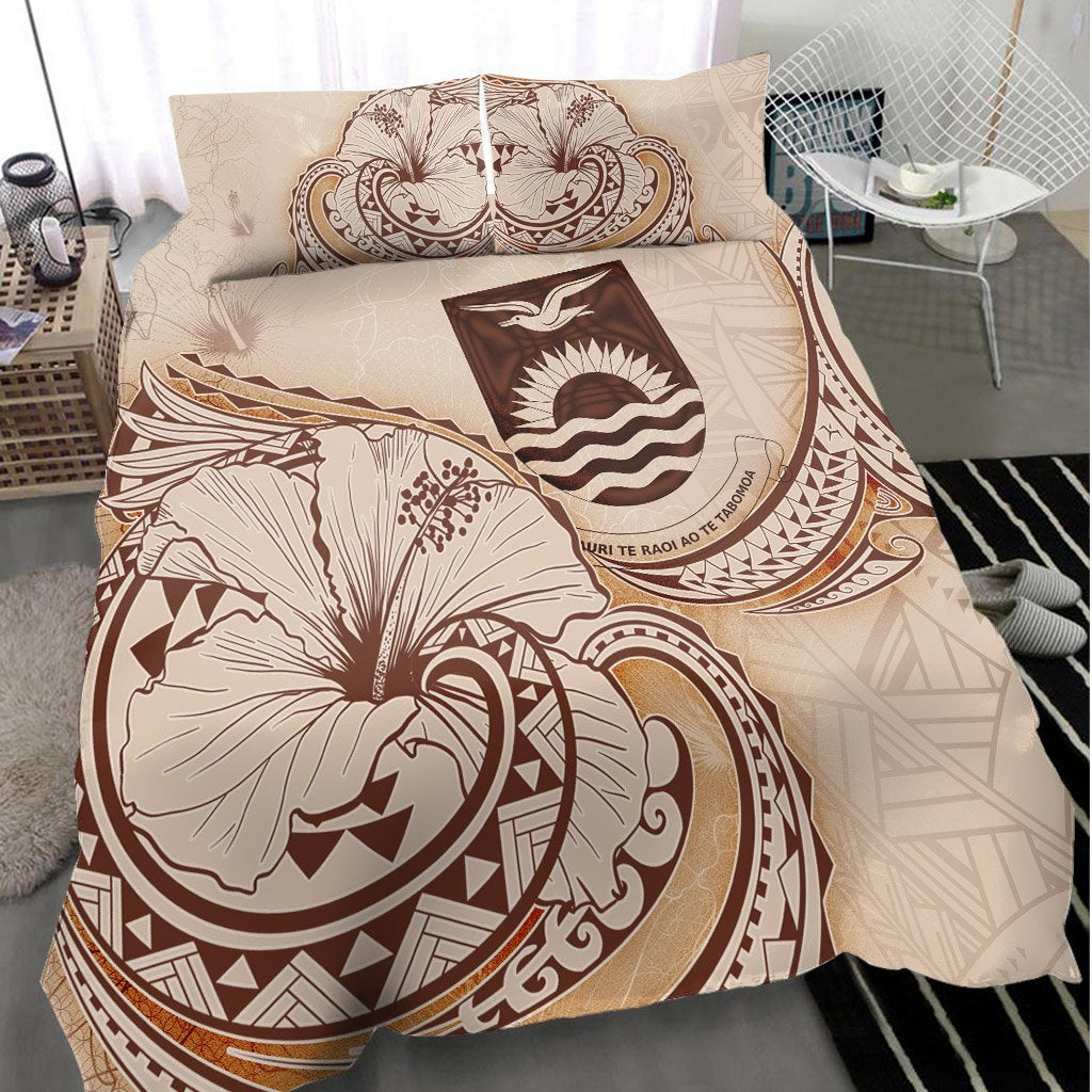 Kiribati Bedding Set - Hibiscus Flower Vintage Style - Polynesian Pride