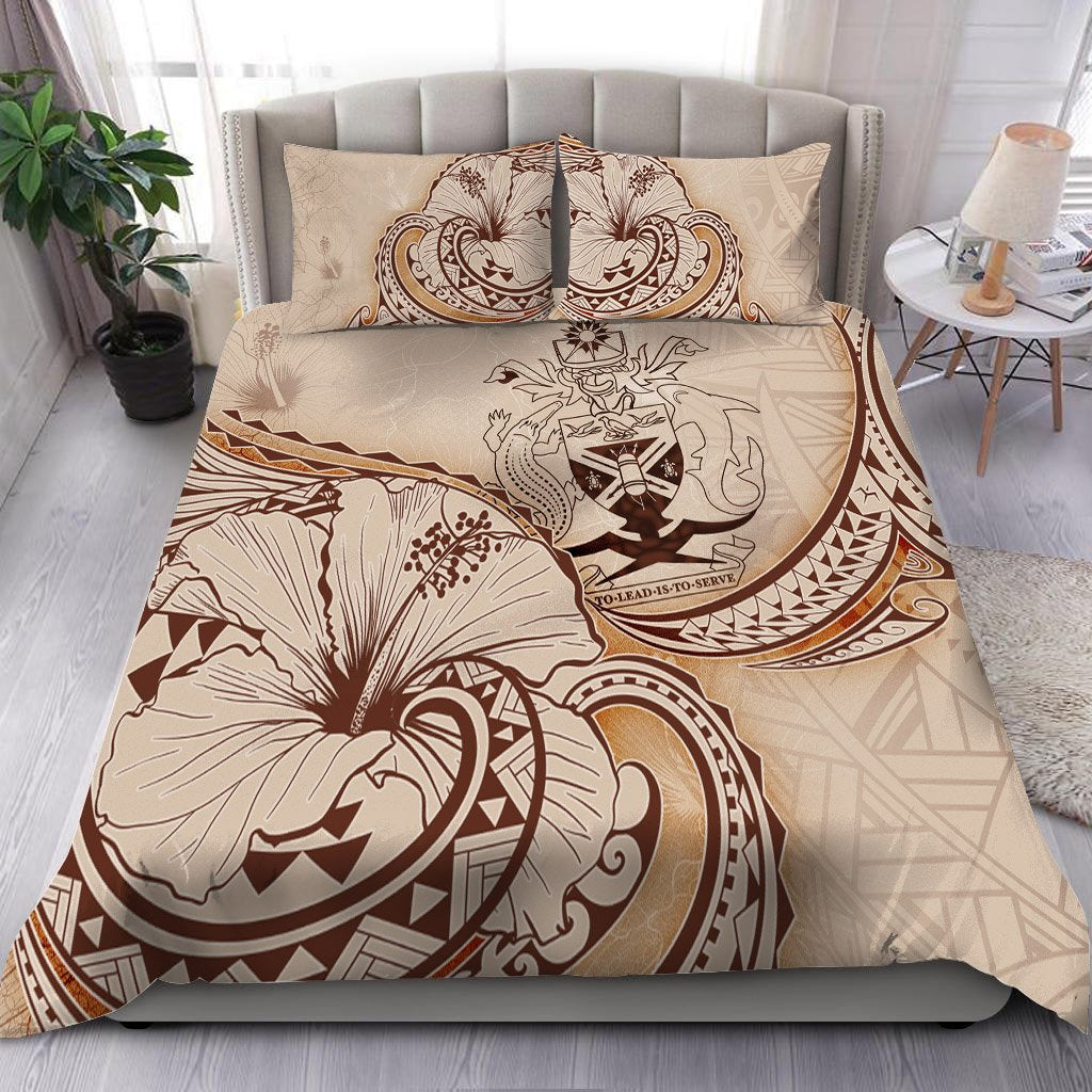 Solomon Islands Bedding Set - Hibiscus Flower Vintage Style Nude - Polynesian Pride