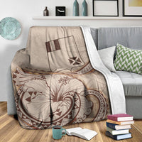 Wallis and Futuna Premium Blanket - Hibiscus Flowers Vintage Style - Polynesian Pride