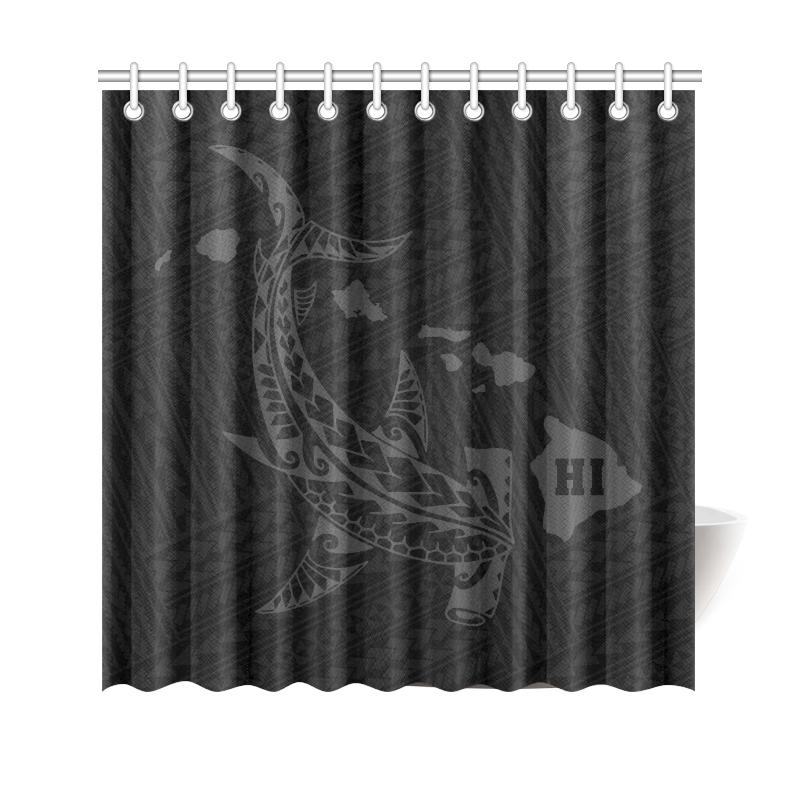 Hawaii Shark Gray Polynesian Shower Curtain 177 x 172 (cm) Gray - Polynesian Pride