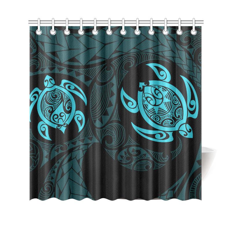 Hawaii Polynesian Turtle Shower Curtain Blue 177 x 172 (cm) Blue - Polynesian Pride