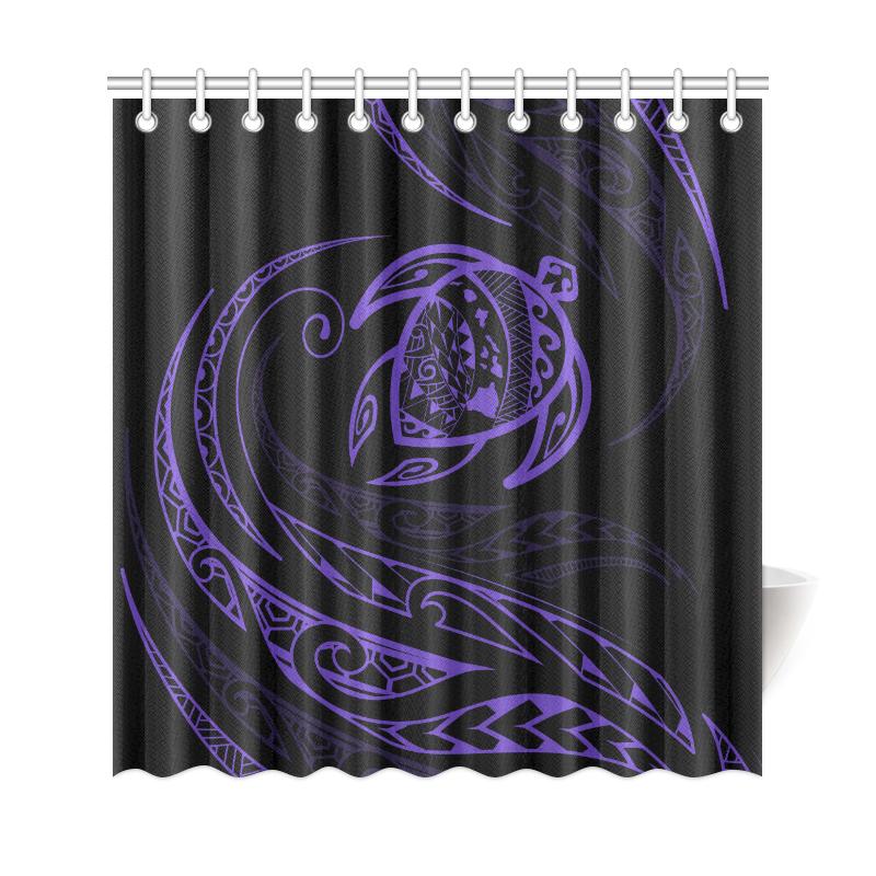 Hawaii Turtle Shower Curtain - Purple - Frida Style - Polynesian Pride