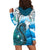 (Custom Personalised) Manaia Maori Hoodie Dress Fern Aotearoa Blue Waves LT13 - Polynesian Pride