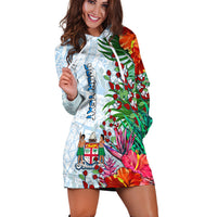 (Custom Personalised) Fiji Hoodie Dress Proud Fijian Tapa mix Tagimoucia Flowers LT13 - Polynesian Pride