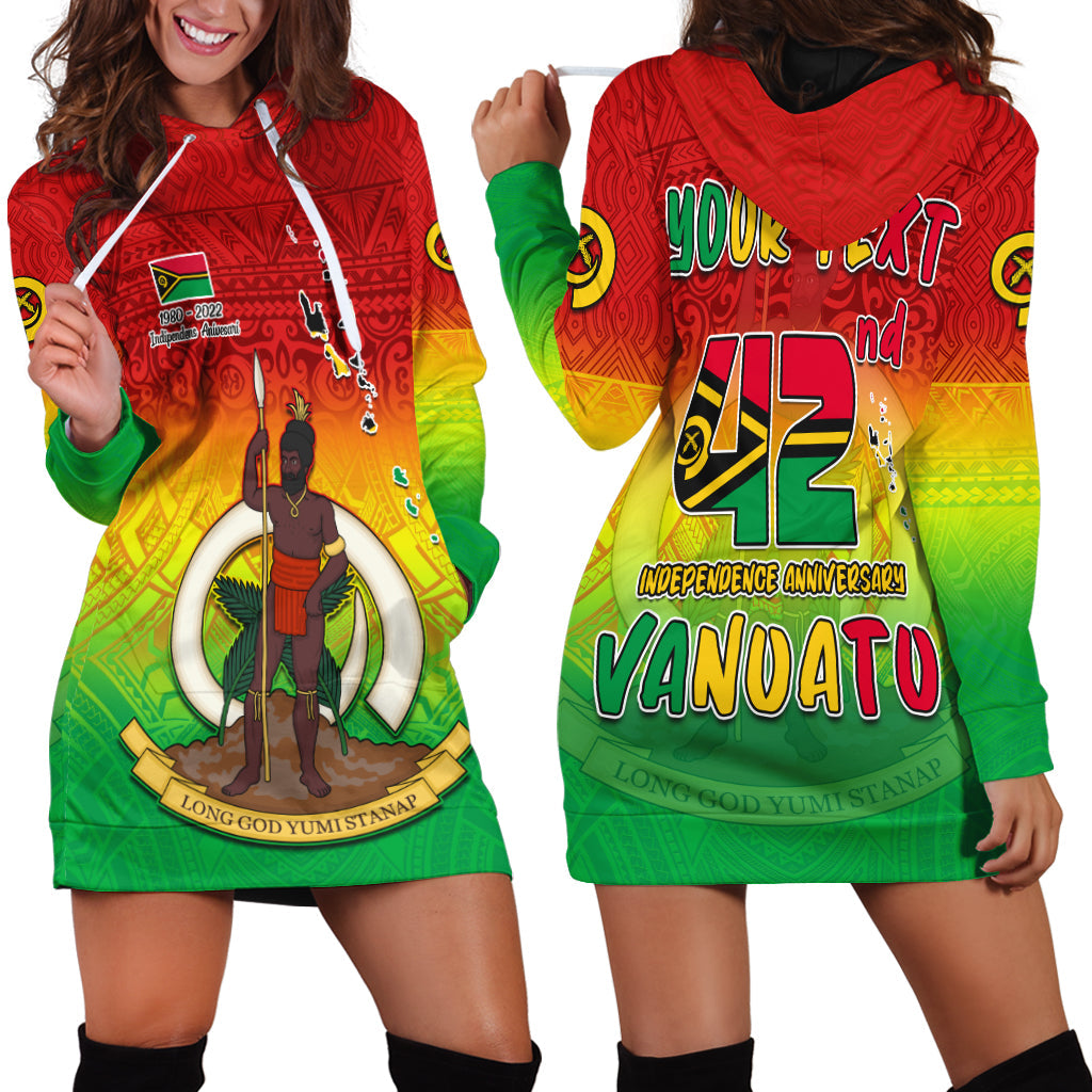 (Custom Personalised) Vanuatu Independence Day Hoodie Dress 42nd Anniversary Yumi Yumi Yumi LT13 Red - Polynesian Pride