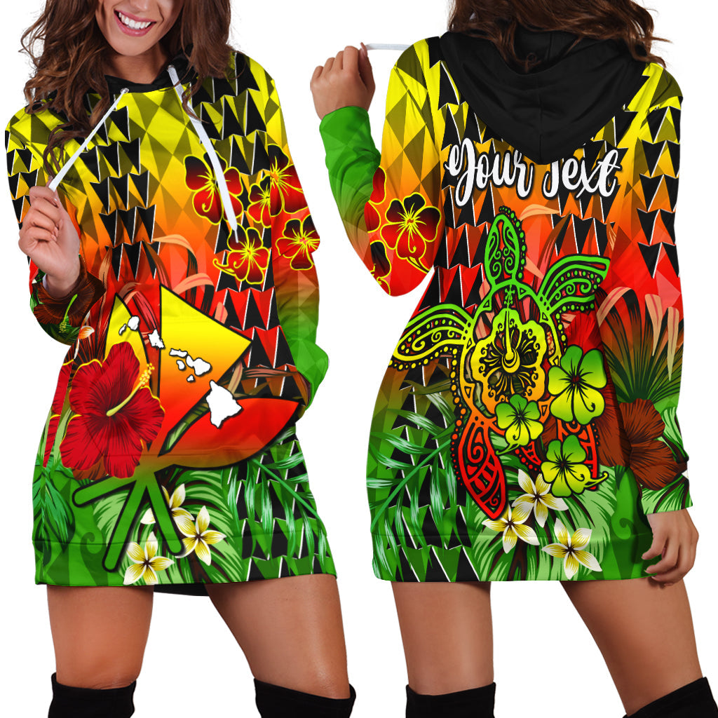 (Custom Personalised) Hawaii Flowers Hoodie Dress Color Tribal Pattern Hawaiian LT13 Reggae - Polynesian Pride