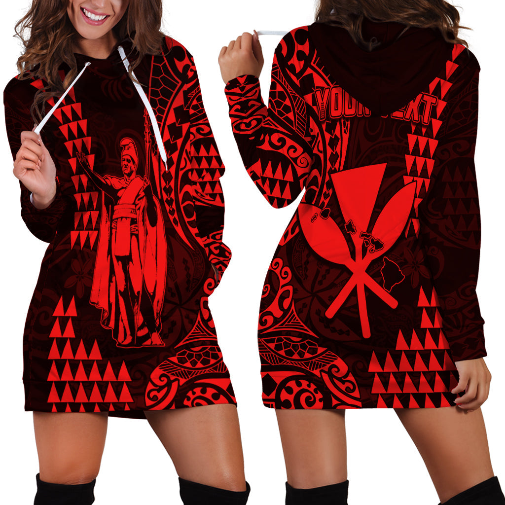 (Custom Personalised) Hawaii Day Kakau Hoodie Dress Proud To Be Hawaiian Red King Kamehameha and Kanaka Maoli LT13 Red - Polynesian Pride