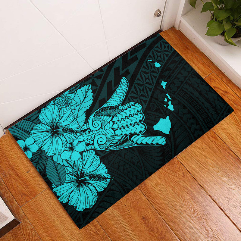 Hawaii Shaka Sign Door Mat Turquoise Version LT9 Turquoise - Polynesian Pride