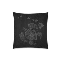 Hawaiian Map Turtle Ohana Hibiscus Kakau Polynesian Pillow Cover - Grey One Size Zippered Pillow Case 18"x18"(Twin Sides) Grey - Polynesian Pride