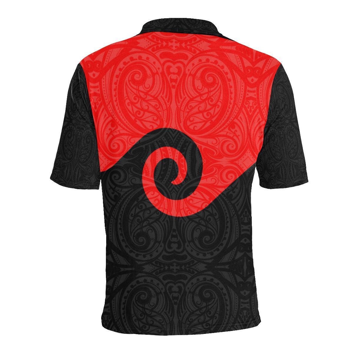 Maori Black and Red Polo T Shirt - Polynesian Pride