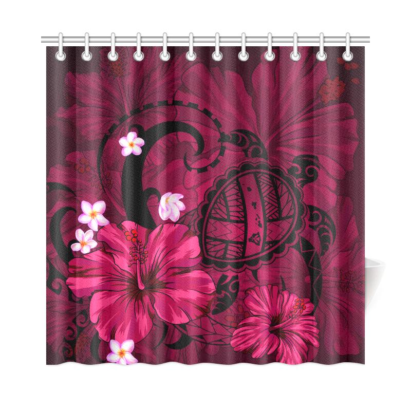 Hawaii Turtle Poly Tribal Pink Shower Curtain 177 x 172 (cm) Pink - Polynesian Pride