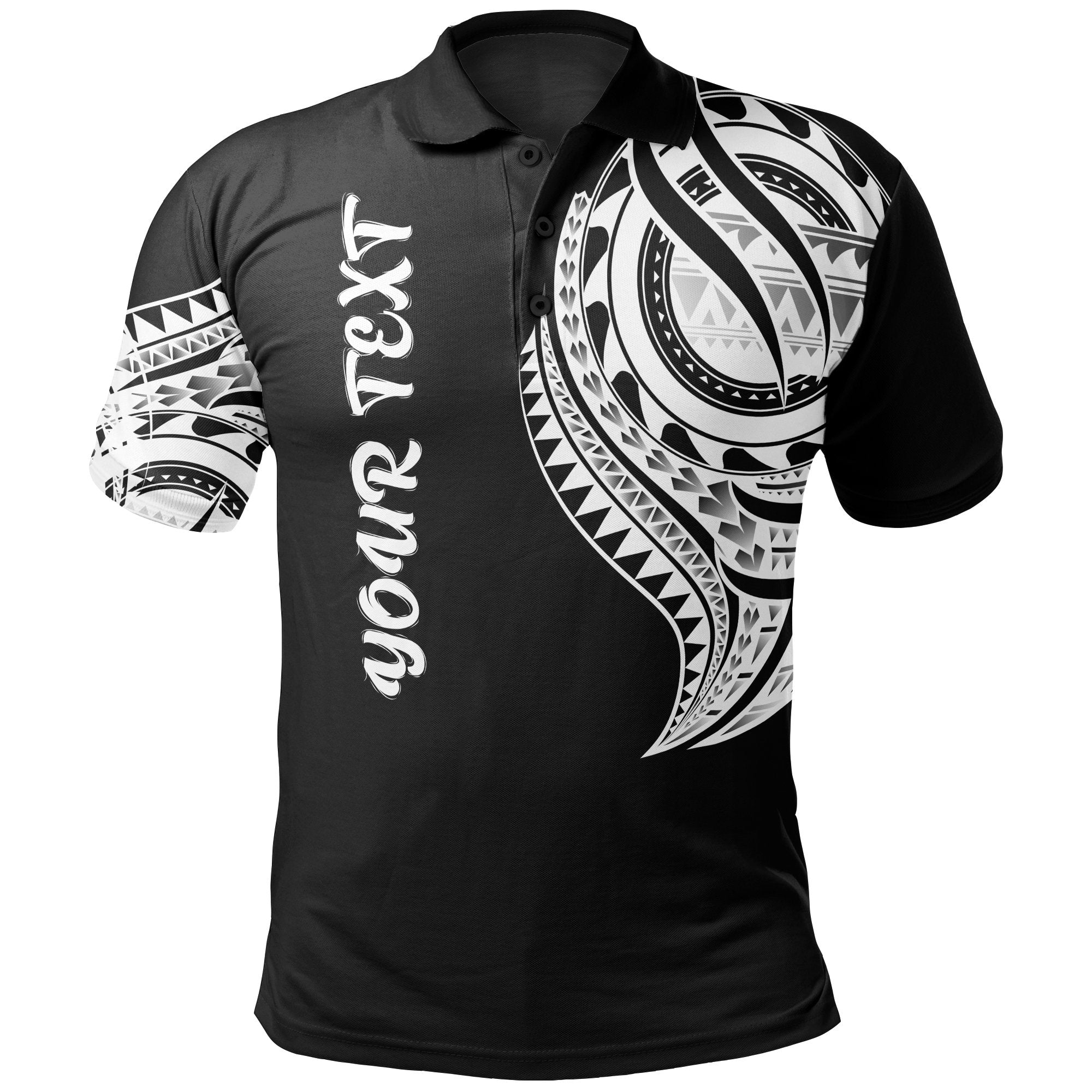 Solomon Islands Custom Polo Shirt Solomon Islands Tatau White Patterns Unisex Black - Polynesian Pride