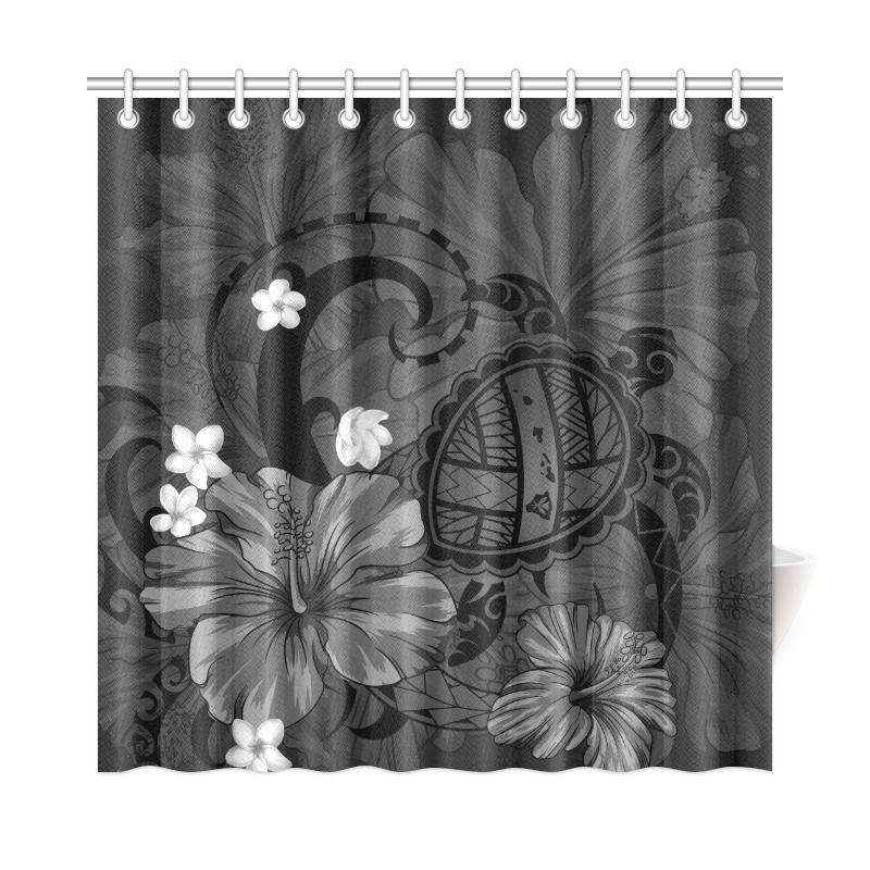 Hawaii Turtle Poly Tribal Gray Shower Curtain 177 x 172 (cm) Gray - Polynesian Pride