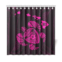 Hawaii Kakau Polynesian Turtle Map Shower Curtain - Pink - Polynesian Pride