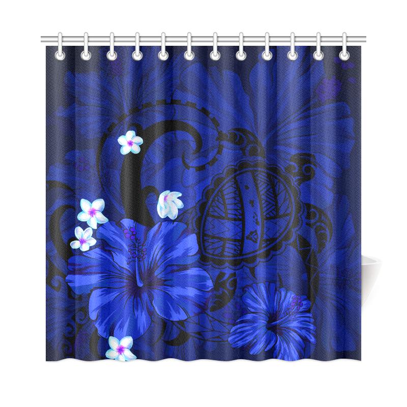 Hawaii Turtle Poly Tribal Blue Shower Curtain 177 x 172 (cm) Blue - Polynesian Pride