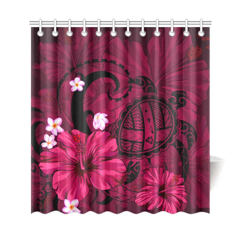 Hawaii Turtle Poly Tribal Pink Shower Curtain - Polynesian Pride