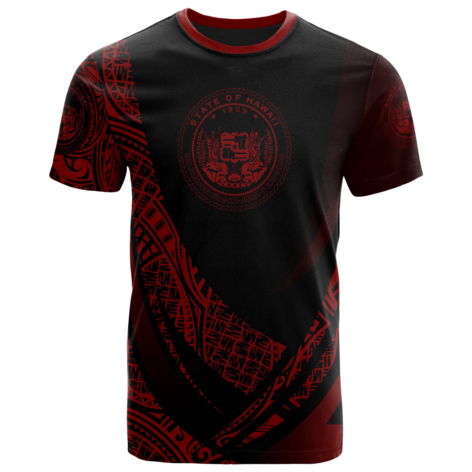 Hawaii T Shirt Red Polynesian Patterns Sport Style Unisex Black - Polynesian Pride