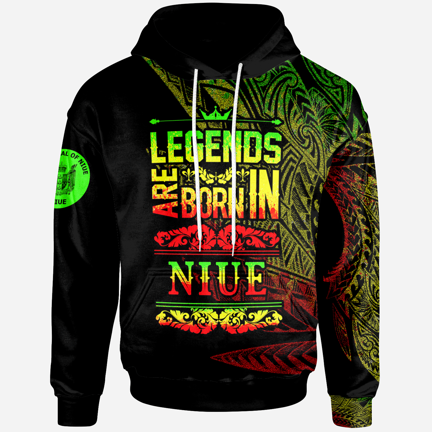 Niue Hoodie Legends Are Born In Reggae Color Unisex Black - Polynesian Pride