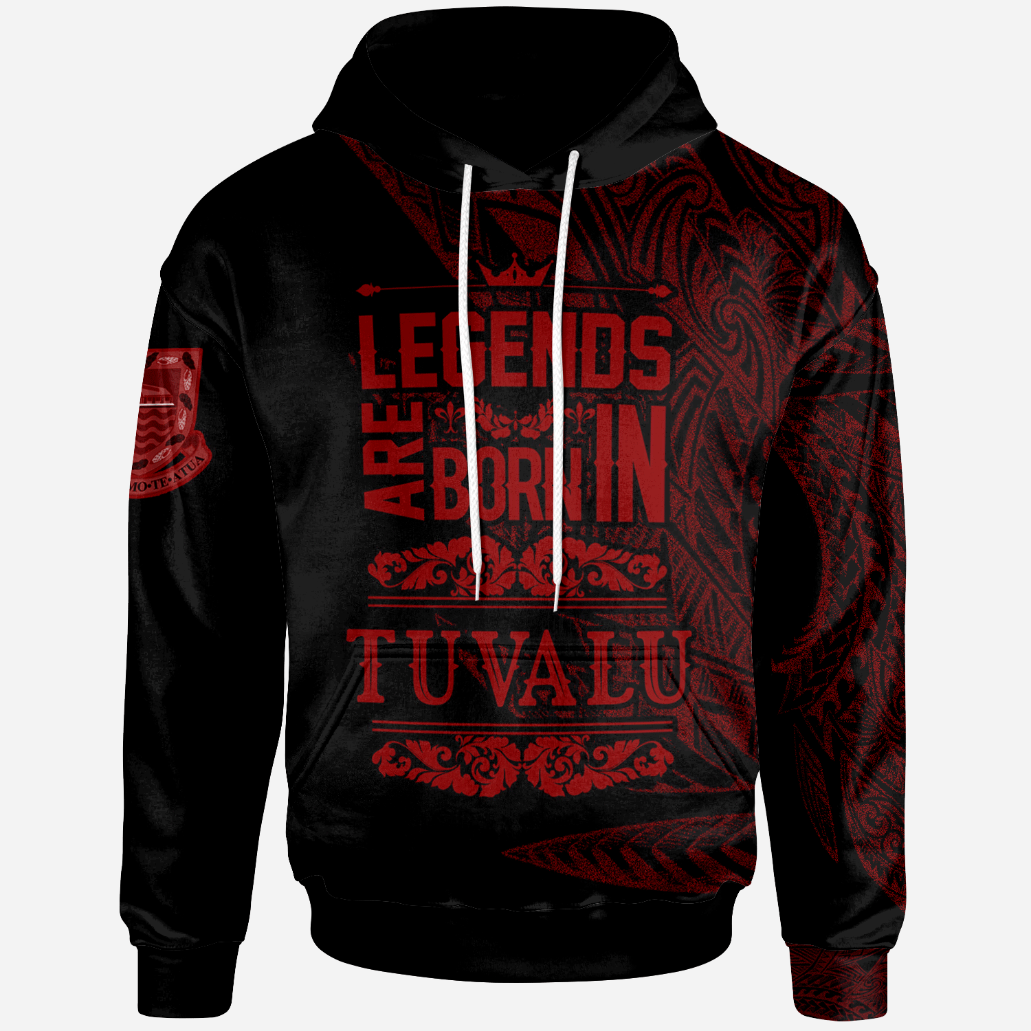 Tuvalu Hoodie Legends Are Born In Red Color Unisex Red - Polynesian Pride