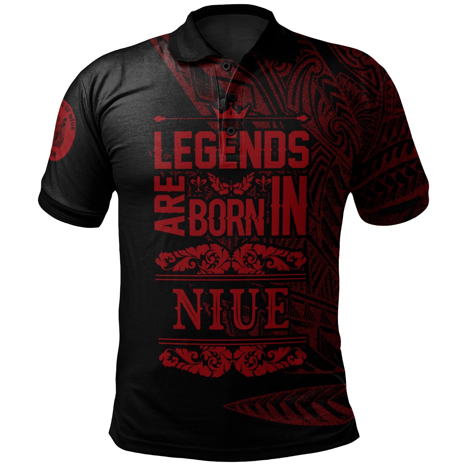 Niue Polo Shirt Legends Are Born In Red Color Unisex Red - Polynesian Pride