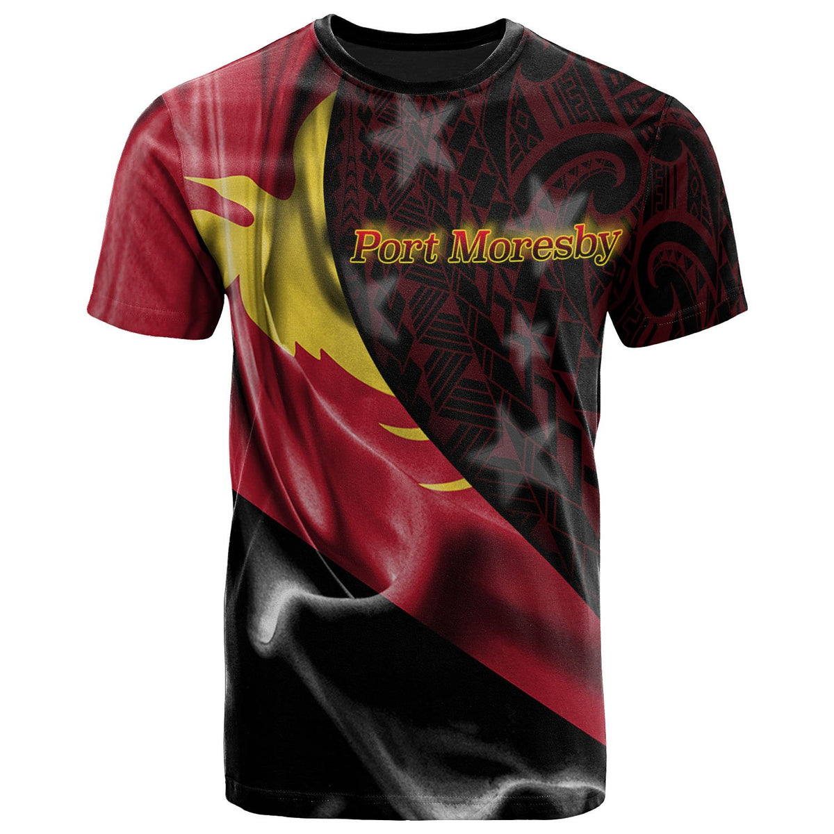 Papua New Guinea T Shirt Port Moresby PNG Flag Of Silk Style Unisex Black - Polynesian Pride