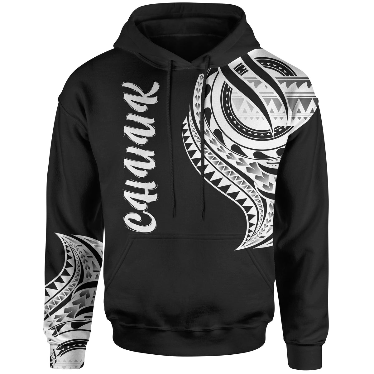 Chuuk State Hoodie Chuuk State Tatau White Patterns Unisex Black - Polynesian Pride
