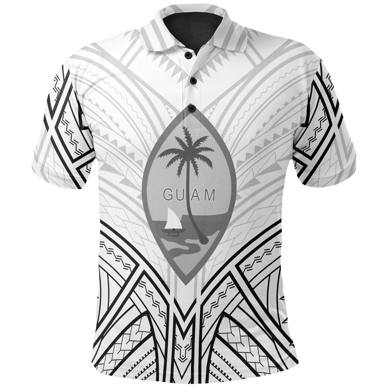 Guam Polo Shirt Guahan Seal Tribal Patterns Unisex White - Polynesian Pride