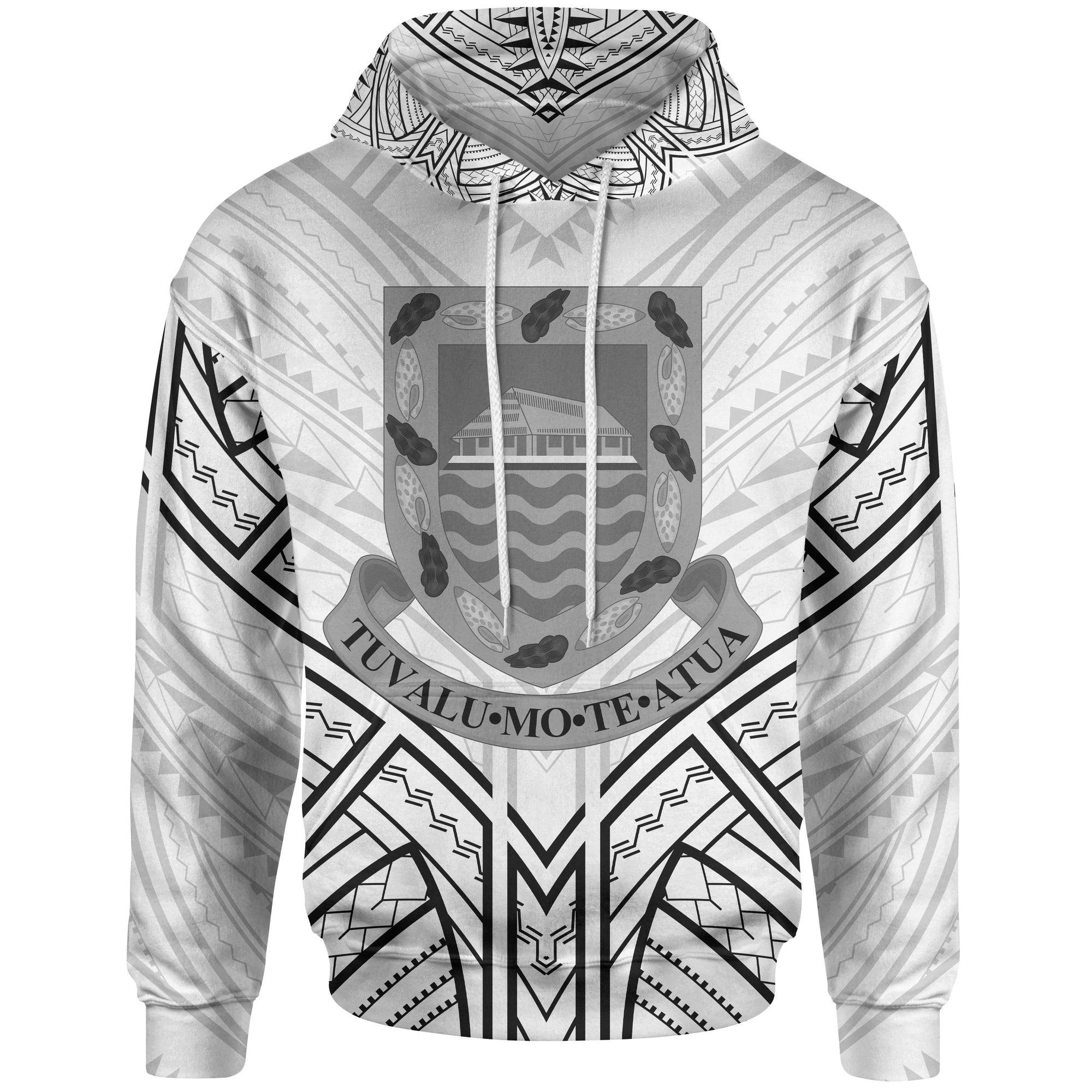 Tuvalu Hoodie Tuvalu Seal Tribal Patterns Unisex White - Polynesian Pride